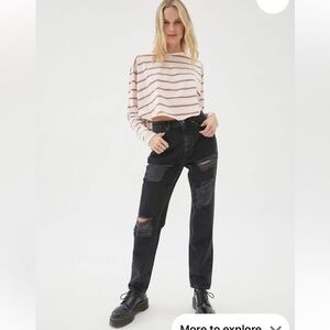 BDG Urban Outfitters Black Highrise Mom Jean Cotton Size 26 Distressed